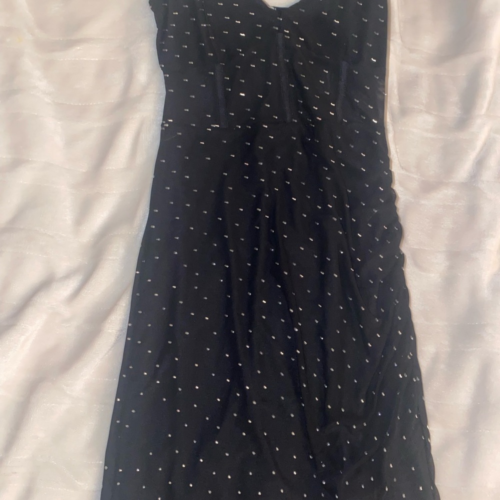 Elegant Black Polka Dot Midi Dress